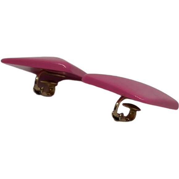 80s Pink Square Clip-On Earrings, Good Condition, 1" x 1" - Picture 5 of 7